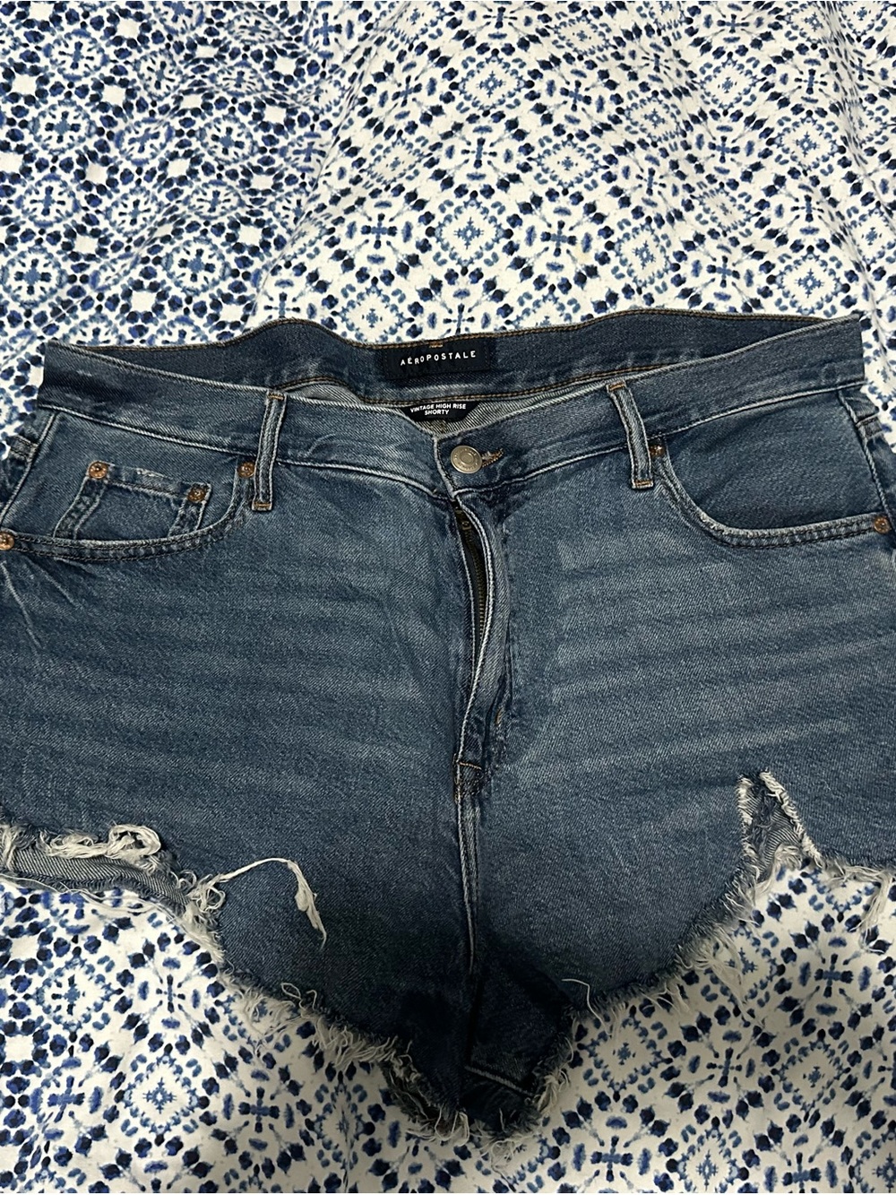 Aeropostale Dark Blue Distressed Denim Cutoff Shorts